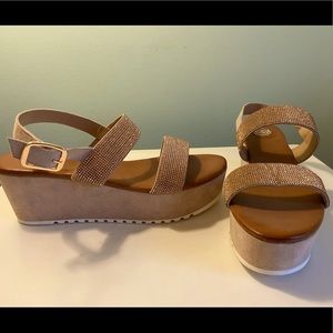 Brown glitz platform sandals